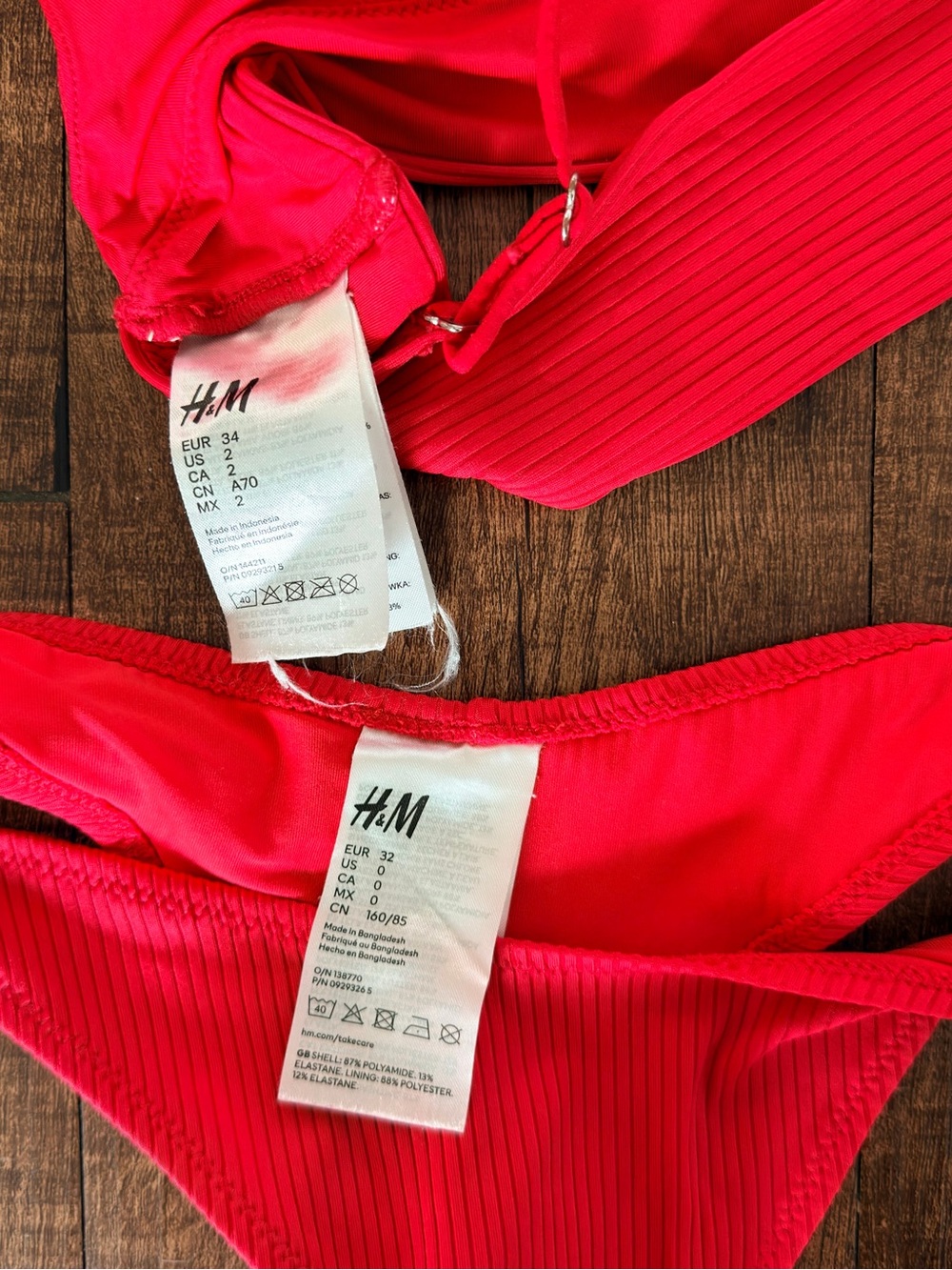 H&M Red Ribbed Triangle Bikini Set - Picture 4 of 4